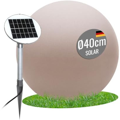 8 seasons design Solar Kugelleuchte 40 cm Shining Globe (sand) LED warmweiß, Dämmerungssensor – wetterfest – Solarlampe für außen (Garten, Terrasse, Balkon) – robust & langlebig