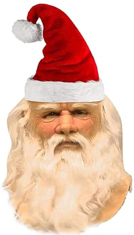Sixfox Weihnachtsmann Maske - Weihnachten Maske aus Latex mit Bart,Santa Claus für Weihnachten,Karneval,Kostüm,Cosplay,Halloween