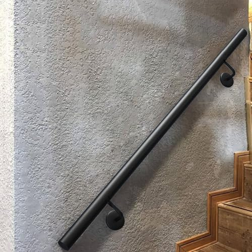 Industrielle Handläufe für Treppen im Innen- und Außenbereich Treppengeländer-Set, 3Fuß/4Fuß/5Fuß/6Fuß/8Fuß/10Fuß Treppengeländer Treppenhandlauf zur Wandmontage Geländer aus schwarzem(150cm)