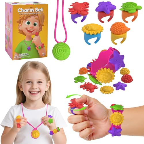 WENAUANG 22 Stück Fidget Toys Set - Sensorik Spielzeug mit Verstellbare Silikon-Halskette, Verstellbares Armband und Silikon-Fingerringe für Geburtstagsgeschenk