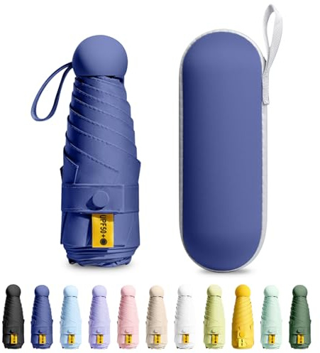 MPXEAVG Mini Umbrella, Paraguas Plegable, Ultraligero, Compacto, Sombrilla portátil, Caja de Paraguas Cápsula, para Hombre y Mujer