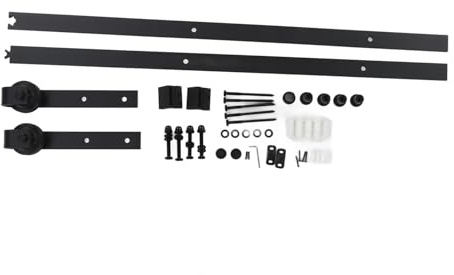 Kit di ferramenta per porta scorrevole MEEVINWH da 1,8 m, di binari per porte scorrevoli con rulli silenziosi, stile rustico per porte interne di casa, guida di facile