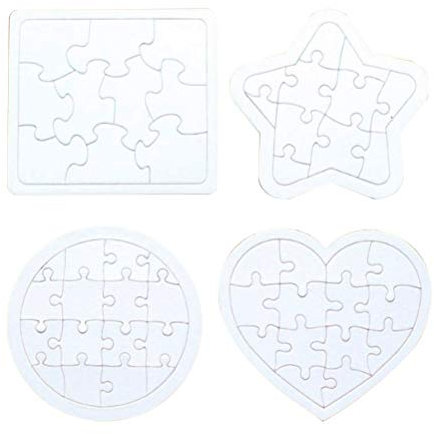 TOYMYTOY 4 Stück Papier Puzzle Blanko Puzzle Zum Bemalen Und Selbt Gestalten (Zufälliges Muster Weiß)