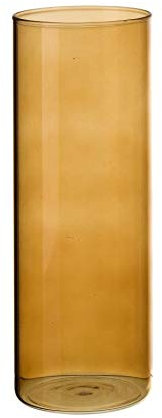 DRW Vase en Verre alourdi Jaune 10 x 10 x 27 cm