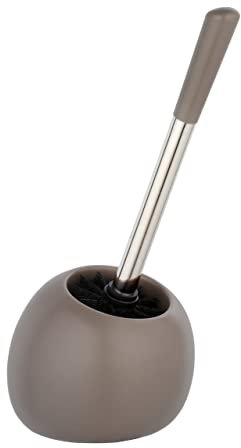 WENKO WC-Garnitur Polaris, hochwertiger Toilettenbürstenhalter aus edler Keramik, für Bad & Gäste-WC, inklusive Toilettenbürste mit auswechselbarem Bürstenkopf Ø 8 cm, 15 x 36 x 14,5 cm, Taupe matt