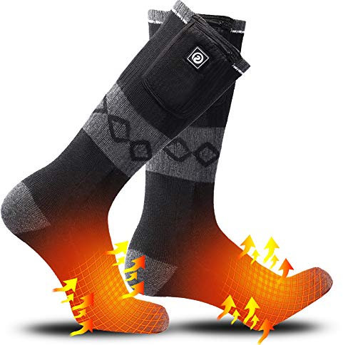 Sun Will Socks Heated Men's/Women's Foot Warmer Electric 7.4V 2200mAh Rechargeable Ski Socks Winter Sports Outdoor Warming Socks for Fishing Hiking Cycling Prevent Arthritis Raynaud's Syndrome