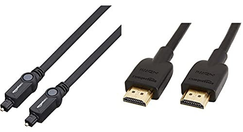 Amazon Basics Digital Optical Audio Toslink Cable (1 m / 3.3 Feet) & High-Speed 4K, Ultra HD, HDMI 2.0 Cable - 0.9m / 3 Feet (Latest Standard) Supports Ethernet, 3D, Audio Return