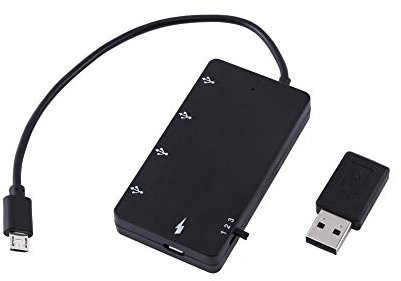 Mavis Laven Concentrateur Micro USB 4 Ports, Adapteur de Charge d'alimentation, Adaptateur d'extension, Hub USB, Compatible avec Android/Windows