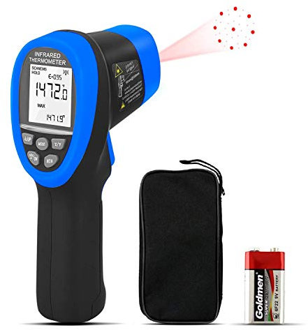 Termometro Infrarossi, AP-985C Termometro Laser Digitale Pistola Infrarossi Laser -50℃~800℃(-58℉~1472℉)D:S=16:1 con LCD Retroilluminato+Emissività Regolabile+Conservazione dei Dati(Non per umani)
