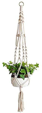 Ogquaton Macrame Plant Hanger Sturdy Plant Pot Holder Natural Jute Hemp Rope Flower Pot Plant Hanging Basket Holder Wall Hangings Home Decoration Balcony Ceiling Supplies; 15 * 18cm New Released