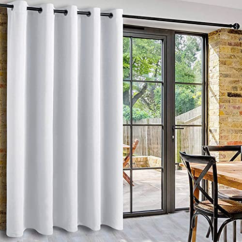 DWCN Patio Sliding Door Curtains - Extra Wide Curtains for Glass Door, Room Divider Blackout Thermal Curtain Grommet Panel with Grommet Top for Bedroom Partition, 6.7ft Wide x 7ft Tall, Greyish White