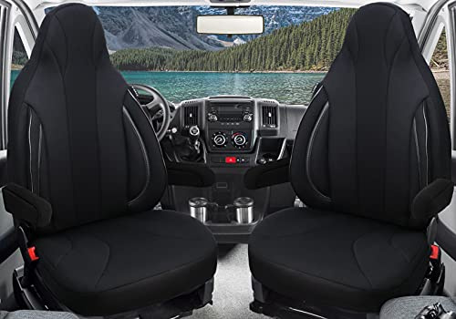 BREMER SITZBEZÜGE Seat Covers Driver and Passenger Compatible with Motorhome Pössl Weinsberg Knaus Adria Dethleffs Fendt Carthago Bürstner Eura Mobile Pilote Laika Kabe Chausson Hobby PL403 (Black)