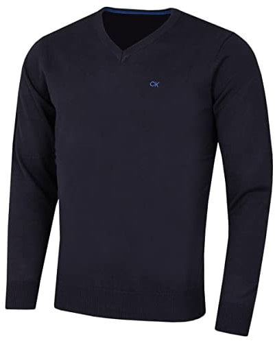 Calvin Klein Hombre con Cuello en v algodón suéter - Armada - M