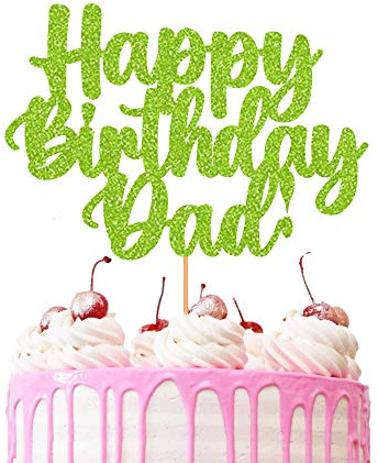 Tortenaufsatz Happy Birthday Dad, Glitzerkarton, Partydekoration, Grün