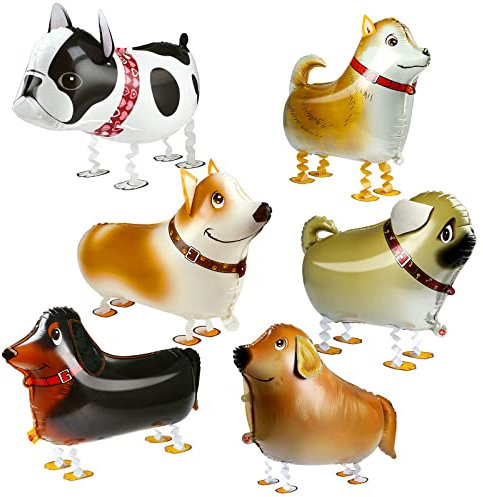Kesote 6 Folienballon Tiere Heliumballons Airwalker Hund Helium Ballons Dschungel Luftballons Walking Tierballons für Kinder Geburtstag Party Deko Geschenk Mitgebsel