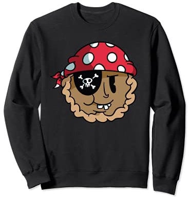 Pie Cartoon Pirat Kuchen Essen Schädel Kopftuch Lustig Sweatshirt