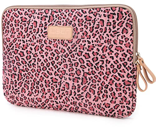 fdsmall 15.6 Inch Laptop Bag Waterproof Neoprene Laptop Sleeve Case Notebook Case Bag for Acer/Asus/Dell/Lenovo/HP/Samsung (Leopard Red)