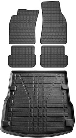 Fußmatten & Kofferraumwanne Set kompatibel mit Audi A6 C6 Allroad Avant 2004-2008 Gummi 5X
