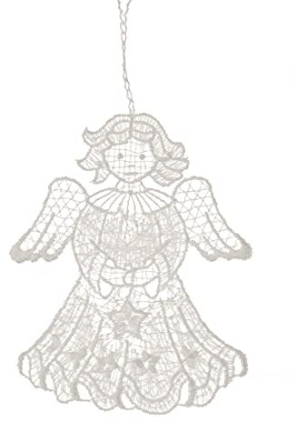 Rudolphs Schatzkiste Baumbehang Engel mit Stern Plauener Spitze Höhe 8cm NEU Christbaumschmuck Weihnachtsbaum Anhänger