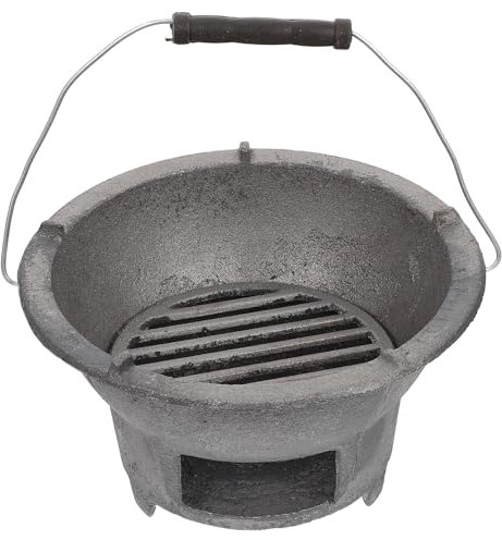 DOITOOL Gusseisen Holzkohle Hibachi Grill, Tragbarer Holzkohlegrill für Outdoor Camping Grill Kochen, Japanischer Hibachi Grill