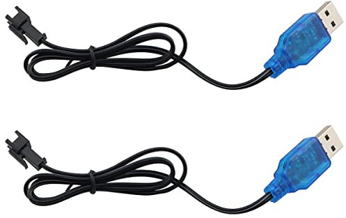 ZCZQC 2 Stück 3,7 V USB Ladekabel mit SM-2P Stecker Anschluss Elektrisches Spielzeug USB Ladekabel RC Hubschrauber Quadcopter Spielzeug Auto Modell LKW Ersatzteile
