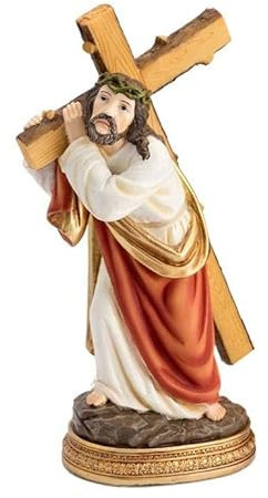 DRW Figur Jesus mit handbemaltem Harz Kreuz 20 cm