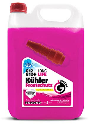 Hochwertige Autochemikalien | Kühlerfrostschutz G12 / G12+ | Kühlflüssigkeit 5 Jahre bis -35°C | Gebrauchsfertig Kühlmittel Auto | 5L