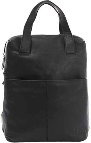 LECONI Rucksack bequemer Lederrucksack DIN-A4 praktischer Freizeitrucksack City Stadt Uni Schule Damen und Herren aus Leder 29x37x15cm schwarz LE1023-buf