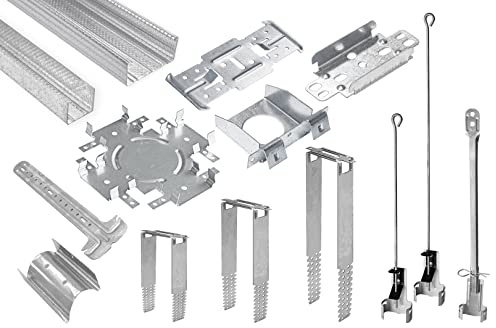 HEXIM UD CD Trockenbauprofile & Zubehör - Direktabhänger Rigips Decke Unterkonstruktion (100 Direktabhänger 300mm) Deckenabhänger für Holzlatten
