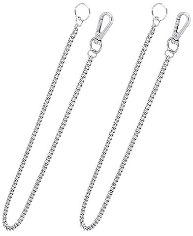 Tadipri 2 Stuck Schlüsselanhänger 50 Cm Brieftasche Kette, Hosenkette Aus Edelstahl, Silber Gliederkette Für Männer Frauen Mit Karabinerhaken