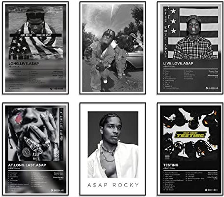 SEVOLY - Metallposter, Hip-Hop Albumcover, limitierte Auflage, 6er-Set (20,3 x 30,5 cm), Wanddekoration für Teenager, Jungen, Mädchen, Wohnzimmer, Schlafzimmer, Küche, Esszimmer