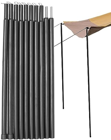 Zankie Bâche - Lot 2 Poteaux Télescopiques Universels Réglables en Fer Peint pour Tente Camping/Auvent, Accessoires 200 cm