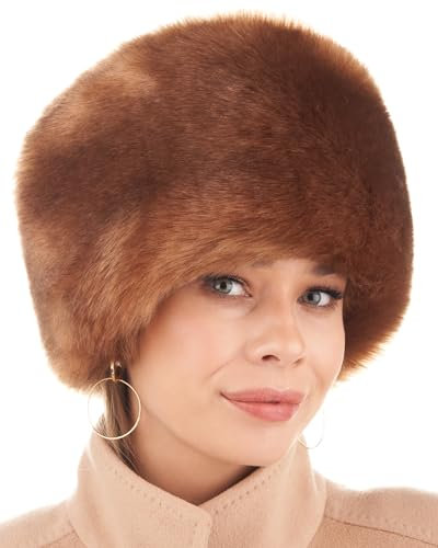 Futrzane Siberian Kosakenmütze - Pelzmütze Damen - Fell Pelz Russische Mütze (M, Bronze Siberian)