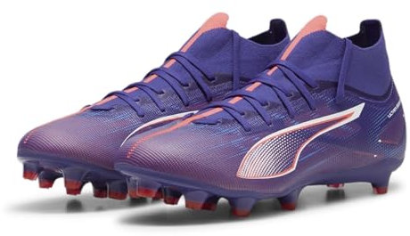 PUMA Unisex Ultra 5 Match+ FG/AG Soccer Shoe, Lapis Lazuli White-Sunset Glow, 41 EU