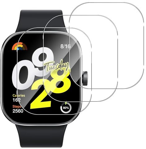Aerku Verre Trempé pour Xiaomi Redmi Watch 4 [3 Pièces], Sans Bulles 9H HD Ultra Résistant Protection écran Film en Vitre Trempé Protecteur d'écran [Transparent]