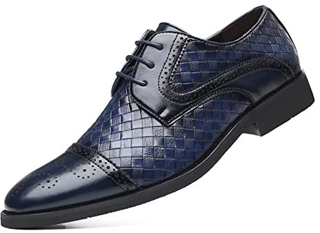 Rodawu Chaussures habillées à lacets pour homme - Chaussures habillées - Chaussures habillées - Chaussures Richelieu Derbys Oxford, bleu marine, 39 1/3 EU