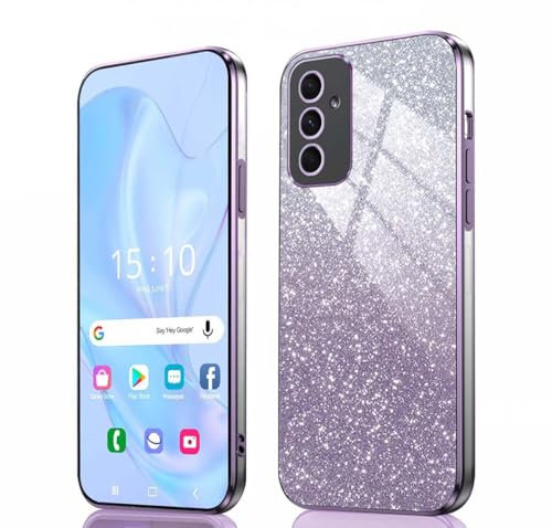 GOKEN Hülle für Samsung Galaxy A54 5G - Stoßfeste Schutzhülle, Handyhülle mit Weichem TPU Silikon, Elektroplattierten Kanten und Integrierter Glitzerkarte mit Glitzer, Cover Case, Verlauf Lila