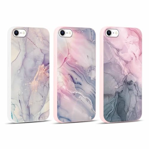 Foonary 3 Stück Hülle für iPhone 7/8/SE 2020/SE 2022 4,7, Handyhülle mit Muster Marmor Mädchen Aesthetic Muster Marmor Motiv Design Case, Silikon Schutzhülle Cover für iPhone SE 3, Marmor 05