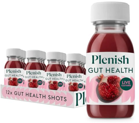 Plenish Berry Gut Health Shot 12 x 60ml, 100% Natural, Vegan & Gluten Free | 100% Natural, Vegan & Gluten Free, No Added Sugar, No Additives, No Preservatives, Perfect Morning/Post Workout Pick Me Up