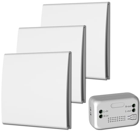 VIVIS Funkschalter, erfordert keine Verkabelung oder Batterien. Sicher, sauber und bequem zu installieren, kabellose Steuerung von Licht und anderen elektrischen Geräten (3 To 1)