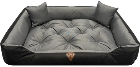 Dogs 4 Life Hundebett XXL | Hundebett große Hunde | Hundebett mittelgroße Hunde | Hundebett kleine Hunde | Hundekissen | Outdoor Hundebett | Orthopädisch (L, Grau)