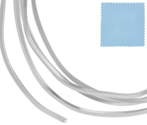 Beebeecraft Alambre Cuadrado de Plata de Ley de 1.64 pie/0.5 m 999 para Hacer Joyas Alambre Plano Medio Duro con 1 paños de Pulido de Plata (0.8 mm/20 Gague)