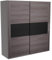 Homey - Armario Dos Puertas Correderas con Altillo Modelo Leina para Dormitorios de Matrimonio o Individuales, Color Cambria - Grafito, Medidas: 180 cm (Ancho) x 208 cm (Alto) x 55 cm (Fondo)