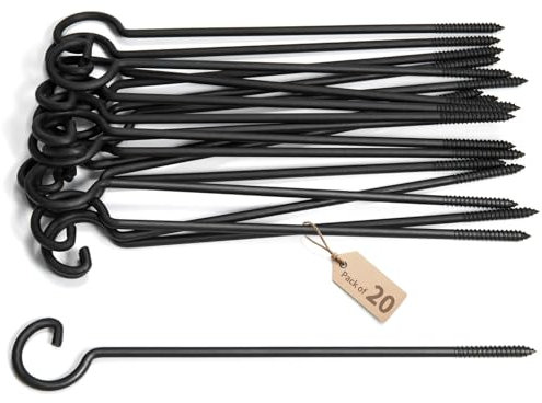 ASZUNE Screw Hooks for Hanging 12in,Ceiling Hooks 20Pcs Screw-in Hooks,Birds House Christmas Lights and Curtain Hooks,Kitchen Hooks,Plants Hanger Outdoor/Indoor Hooks