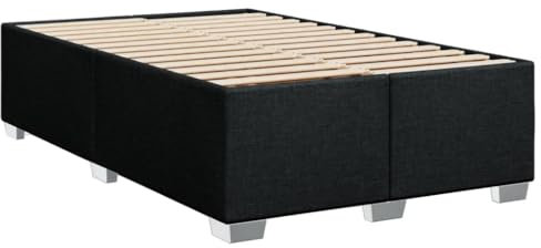 vidaXL Bettgestell, Bett mit Bettfüße Lattenrost, Polsterbett für Schlafzimmer, Doppelbett Bettrahmen, Modern, Schwarz 120x200cm Stoff