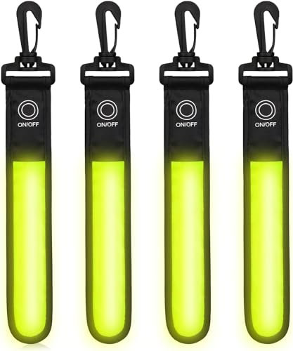 GOMETY LED Blinklicht Reflektierende Anhänger: 4 Stück Sicherheitslicht Für Schulranzen, Kinder Sicherheitslicht Mit 3 Modi, Für Joggen, Wandern Und Radfahren (Gelb, Grün)