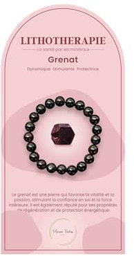 Yvelise Bracelet Grenat 8mm AAA pour femme homme élastique - Pierres Naturelles de Lithothérapie - Cadeau de noel - 25