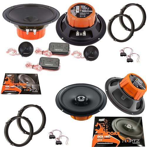Kit Casse Altoparlanti Anteriori e Posteriori Compatibile con VW Golf VI 6 dal 2008 al 2012 composto da 1kit Hertz Dsk165.3 + 1 Coppia DCX165.3 +2Cp Anelli e Cavi adattatori