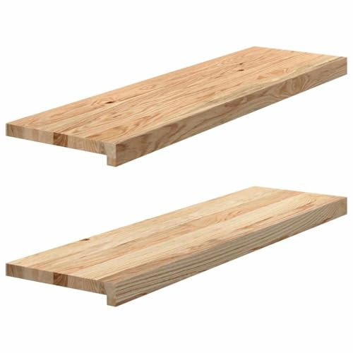 vidaXL Fensterbänke 2 Stk. Unbehandelt 90x25x2 cm Massivholz Eiche, Fensterbrett, Holz Treppenstufe, Holz Fensterbrett, Fensterbank Eichenholz