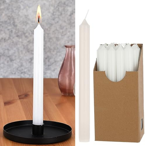 Stabkerze 20er Set | 2x25cm weiß Paraffin | Wachskerze Echtwachs Dekokerze Kerze glänzend Spitzkerze (1 x 20er Set Stabkerze weiß)